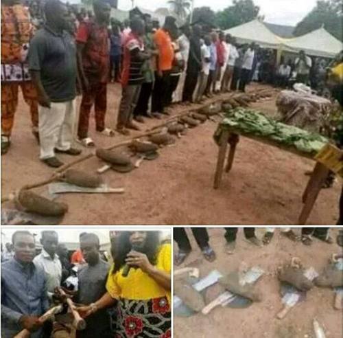 TRENDING: Council President gives farmers a yam, hoe and machete each in Cross River