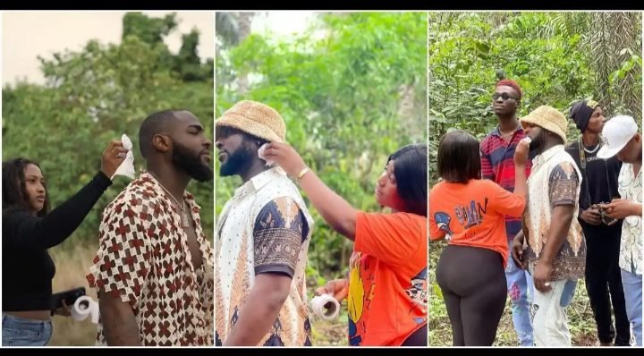 Reactions As Davido’s Lookalike Storms Bush With His Guys To Recreate Singer’s Comeback Photos